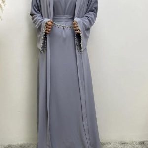 Abaya légère en teinte bleu ciel
