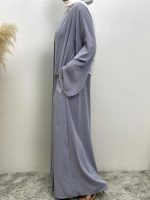 Abaya bleu ciel avec coupe classique