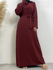 Abaya bordeaux fluide, parfaite pour toutes occasions