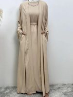 Abaya légère couleur champagne, style moderne