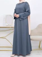 Abaya ample gris perle style Dubai