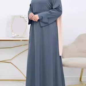 Abaya ample gris perle style Dubai