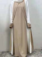 Abaya Dubai kimono blanc cassé et beige sable