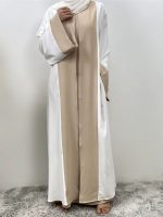 Kimono abaya beige sable en tissu léger