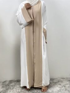 Kimono abaya beige sable en tissu léger