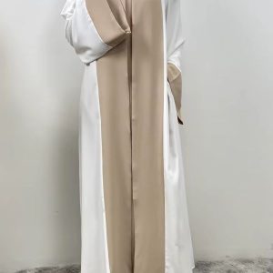 Kimono abaya beige sable en tissu léger