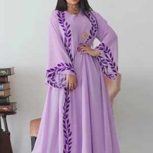 Abaya kimono lilas impérial style Dubai