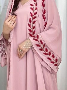 Abaya rose blush style kimono, chic et confortable