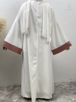 Abaya Dubai en rose et blanc, design kimono élégant