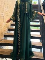 Abaya kimono vert émeraude élégante inspirée de Dubaï