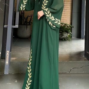 Abaya vert émeraude avec design kimono raffiné