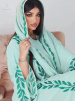 Abaya Dubai kimono en vert turquoise élégant