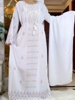 Abaya luxe blanche opale Dubai
