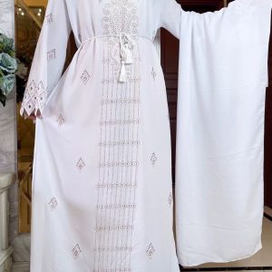 Abaya luxe blanche opale Dubai