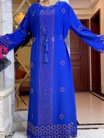 Abaya luxe bleu impérial style Dubai