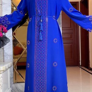 Abaya luxe bleu impérial style Dubai