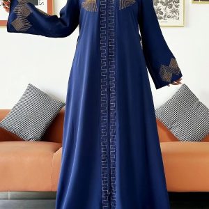 Abaya luxe bleu royal élégante et raffinée