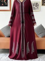 Abaya luxe bordeaux pour un look élégant et raffiné