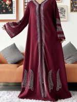 Abaya Dubai bordeaux, style moderne et sophistiqué