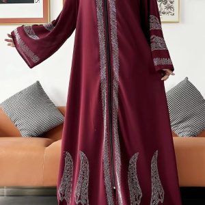 Abaya Dubai bordeaux, style moderne et sophistiqué
