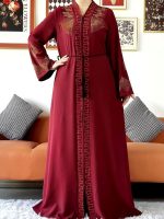 Abaya luxe bordeaux impérial, style Dubai élégant