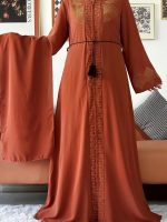 Abaya Dubai luxe, teinte cuivre éclatante