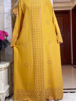 Abaya Dubai en jaune safran, style raffiné et tendance