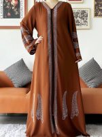 Abaya Dubai marron, style chic et sophistiqué