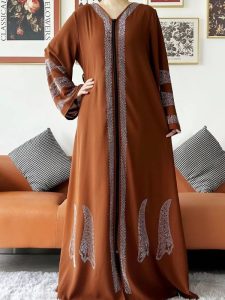 Abaya Dubai marron, style chic et sophistiqué