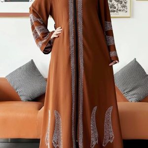 Abaya Dubai marron, style chic et sophistiqué