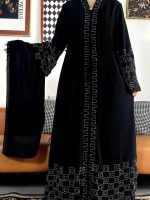 Abaya luxe noire ébène de style Dubaï