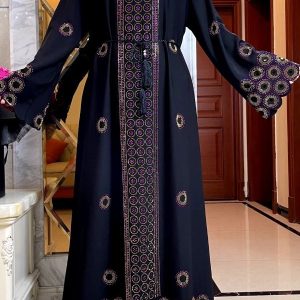Abaya Dubai luxe noire Qamar, élégance moderne et raffinée