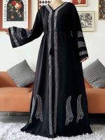 Abaya luxe noire inspirée de Dubaï pour femme