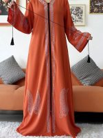 Abaya luxe orange brûlé Dubai