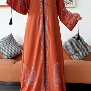 Abaya luxe orange brûlé Dubai