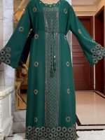 Abaya luxe vert jade élégante inspirée de Dubaï