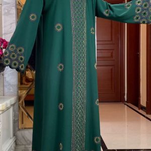 Abaya Dubai en vert jade, style chic et raffiné