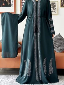 Abaya luxe vert saphir style Dubai