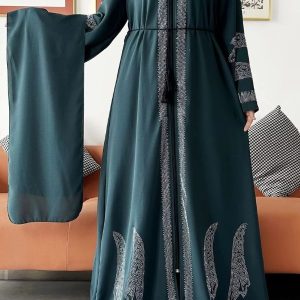 Abaya luxe vert saphir style Dubai