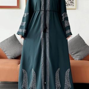 Abaya Dubai en vert saphir élégant