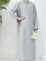 Abaya femme argent style Dubaï élégante et moderne