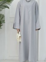 Abaya femme chic argentée, parfaite pour toutes occasions