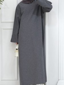 Abaya femme gris foncé élégante de Dubaï