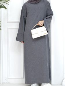 Abaya moderne pour femme, couleur gris foncé, style Dubaï