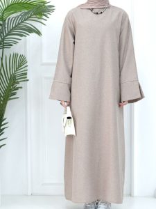 Abaya dubaïenne en kaki pour femme, style moderne et chic