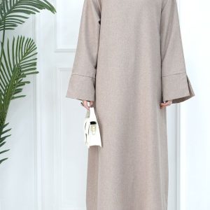 Abaya dubaïenne en kaki pour femme, style moderne et chic