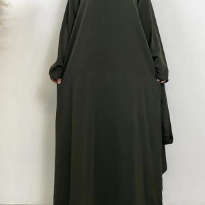 Abaya Kaki élégante et moderne pour femme