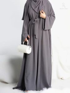 Abaya Kimono 2 pièces en gris