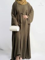 Abaya Kimono 2 pièces Kaki élégante pour femmes