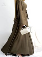Abaya Kimono style Kaki, ensemble moderne et raffiné
